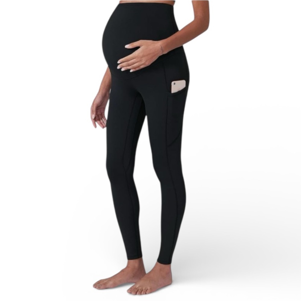 POSHDIVAH maternity black high rise over-the-belly pocket leggings size medium